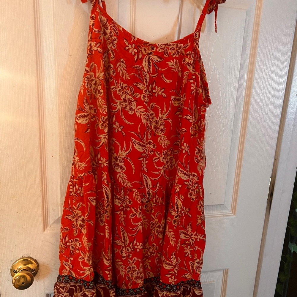 Floral Red and Brown Sundress